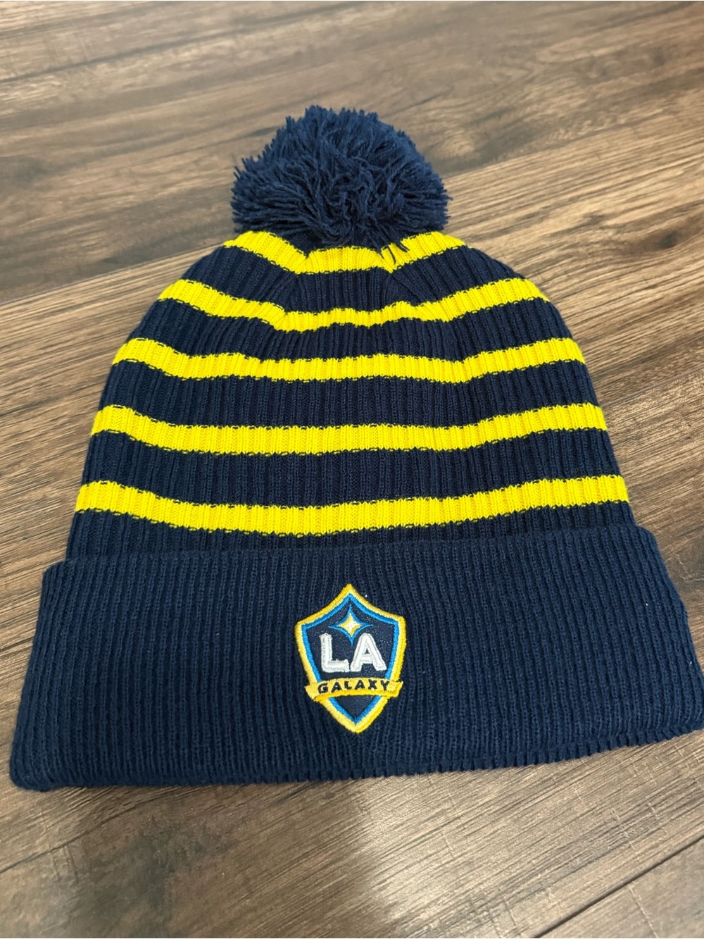 Fanatics LA Galaxy Pom Beanie Hat - Navy and Yellow